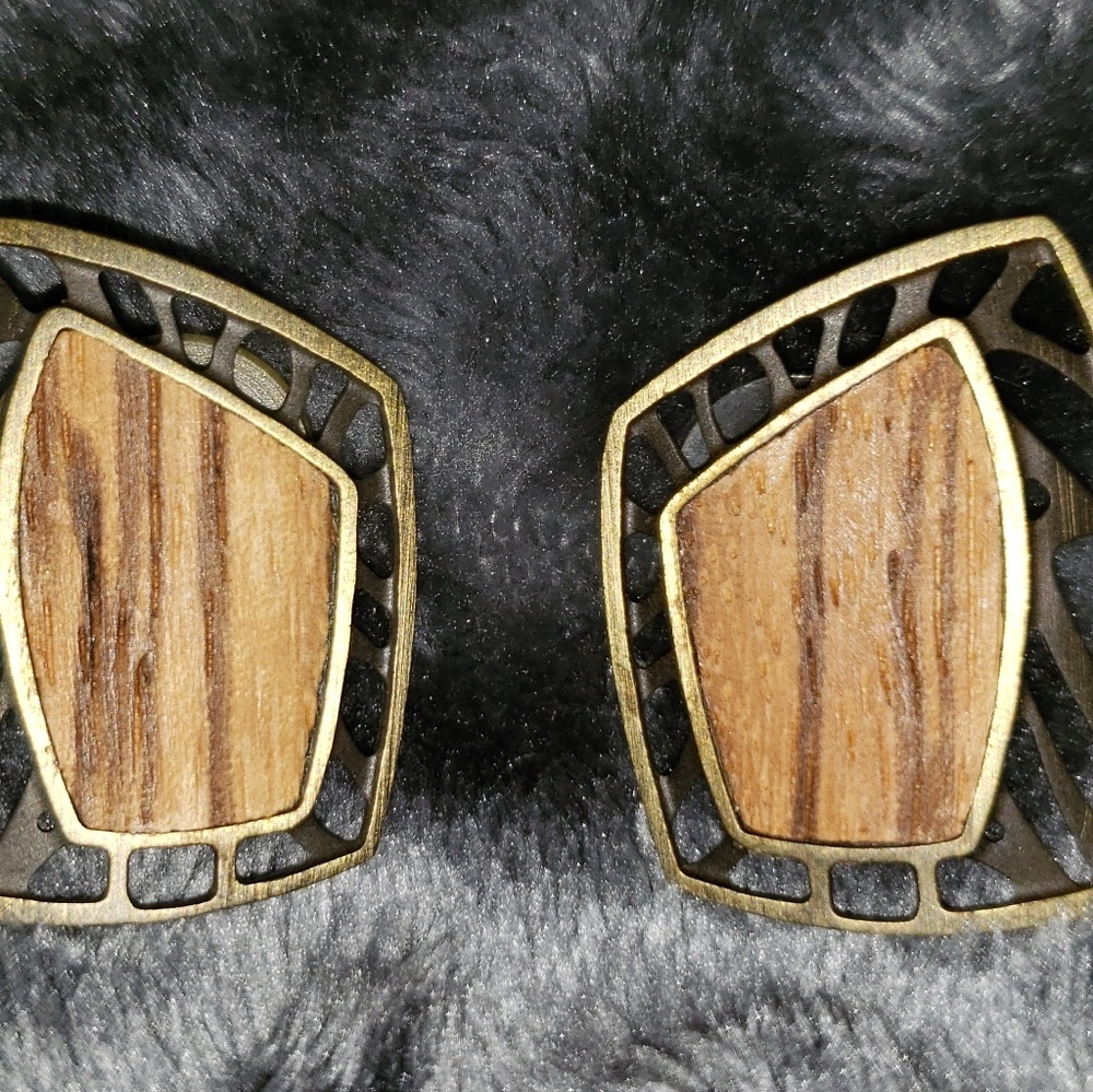 Vintage Wood Inlayed Earrings